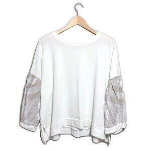 Alembika Ribbed Oversized Boxy Crewneck Top Size Small